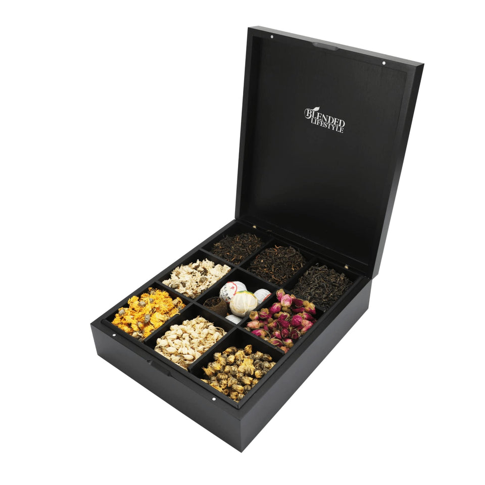 Blended Lifestyle geopende theedoos voor theekruiden of theezakjes